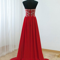 Burgundy Real Made Beading Long Prom Dress,Evening Dress ,Charming Prom Dresses,BG68 - Thumbnail 1