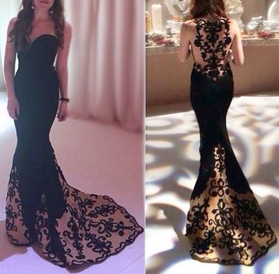 Sweetheart Black Appliques Long Prom Dress,Evening Dress ,Charming Evening Gown,Prom Dresses,BG79