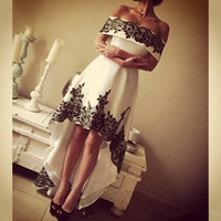 Off the shoulder High-Low Long Prom Dress,Evening Dress ,Charming Evening Gown,Prom Dresses,BG80 - Thumbnail 1