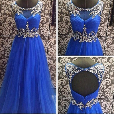 Royal blue backless beading prom dress,evening dress ,charming evening gown,prom dresses,bg83