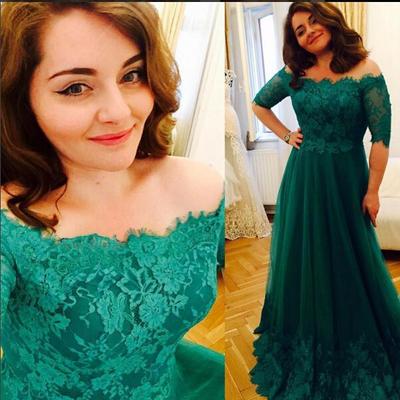 Lace half sleeve long prom dress,evening dress,charming prom dresses,bg89