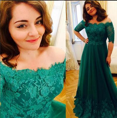 Lace Half Sleeve Long Prom Dress,Evening Dress,Charming Prom Dresses,BG89