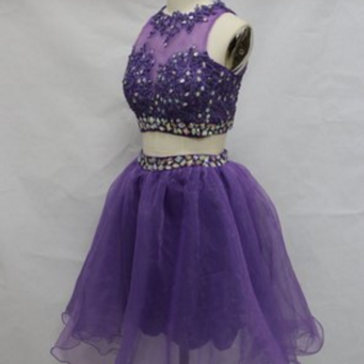 Two pieces beading a-line homecoming dress,short prom dresses,cocktail dress,homecoming dress,graduation dress,party dress f102