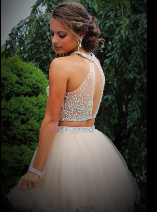 Halter Two Pieces Homecoming Dress,Short Prom Dresses,Cocktail Dress,Homecoming Dress,Graduation Dress,Party Dress F97
