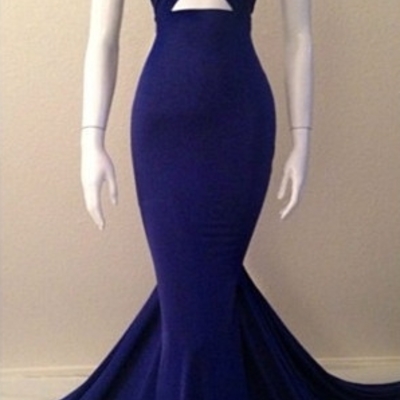 Mermaid royal blue long prom dress,evening dress,charming prom dresses,bg94