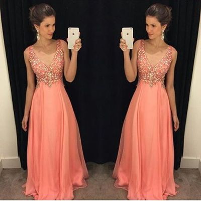 V-neck beading long prom dress,evening dress,charming prom dresses,bg96