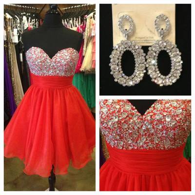 Beading sweetheart red pretty a-line homecoming dress,short prom dresses,cocktail dress,homecoming dress,graduation dress,party dress f118