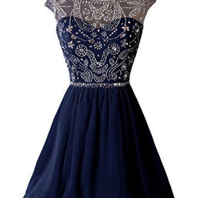 Dark navy beading pretty a-line homecoming dress,short prom dresses,cocktail dress,homecoming dress,graduation dress,party dress f119