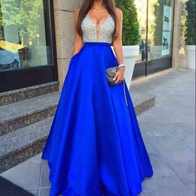 Ball gown royal blue beading charming long prom dress,evening dress,charming prom dresses,bg114