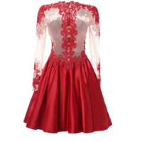 Long Sleeve Lace Homecoming Dress,Short Prom Dresses,Cocktail Dress,Homecoming Dress,Graduation Dress,Party Dress,Short Homecoming Dress F151 - Thumbnail 1