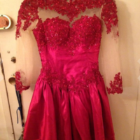 Long Sleeve Lace Homecoming Dress,Short Prom Dresses,Cocktail Dress,Homecoming Dress,Graduation Dress,Party Dress,Short Homecoming Dress F151 - Thumbnail 3