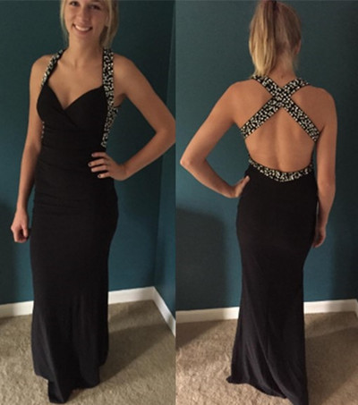 Sheath Black Sexy Custom Made Long Prom Dress,Evening Dress,Charming Prom Dresses,BG134
