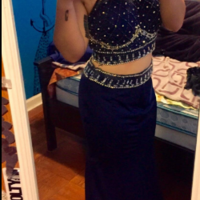 Two Pieces Royal Blue Custom Made Long Prom Dress,Evening Dress,Charming Prom Dresses,BG136 - Thumbnail 2