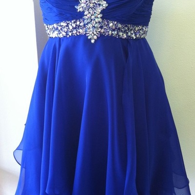 Royal blue chiffon short homecoming dress,short prom dresses,cocktail dress,homecoming dress,graduation dress,party dress,short homecoming dress f168