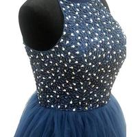 Dark Navy Short Homecoming Dress,Short Prom Dresses,Cocktail Dress,Homecoming Dress,Graduation Dress,Party Dress,Short Homecoming Dress F172 - Thumbnail 2