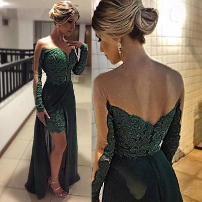 Long Sleeve Lace Custom Made Long Prom Dress,Evening Dress,Prom Dresses,BG146