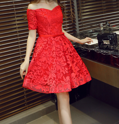 Red Lace Short Homecoming Dress,Short Prom Dresses,Cocktail Dress,Homecoming Dress,Graduation Dress,Party Dress,Short Homecoming Dress F183