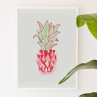 Pink Pineapple, food, kitchen, pineapple, aloha, digital, illustration, art print - Thumbnail 1