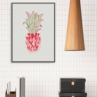 Pink Pineapple, food, kitchen, pineapple, aloha, digital, illustration, art print - Thumbnail 2