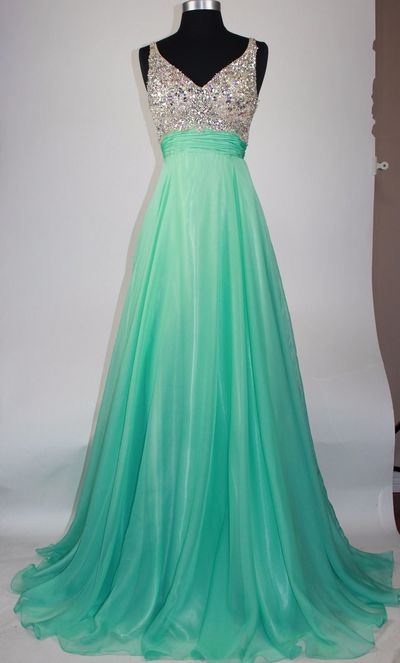V-Neck Backless Beading Prom Dress,Evening Dress,Prom Dresses,BG168