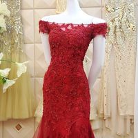 Burgundy Mermaid Lace Prom Dress,Evening Dress,Prom Dresses,BG170 - Thumbnail 1