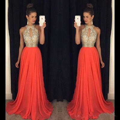 Halter beading chiffon long prom dress,evening dress,prom dresses,bg197