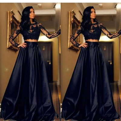Long sleeve satin long prom dress,evening dress,prom dresses,bg200