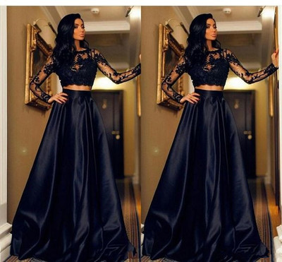 Long Sleeve Satin Long Prom Dress,Evening Dress,Prom Dresses,BG200