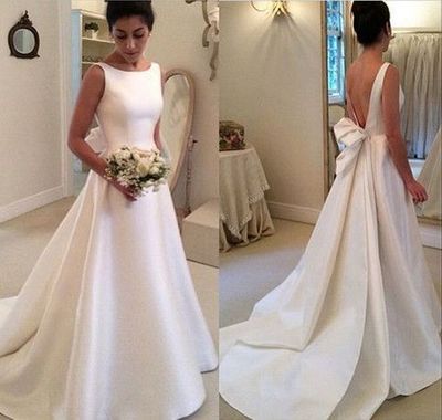 WD46 Satin Backless Wedding Dresses,Wedding Dress,Custom Made Wedding Gown,