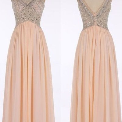 V-neck beading long prom dress,prom dress,evening dress,prom dresses,bg220