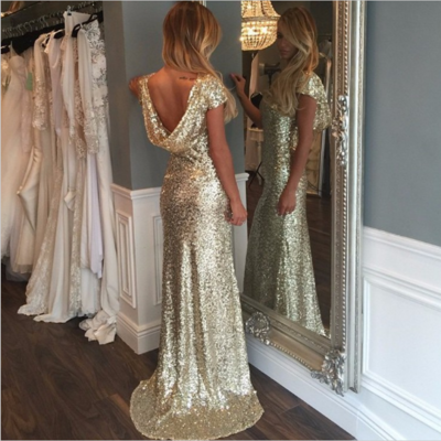 Gold backless long prom dress,prom dress,evening dress,prom dresses,bg225