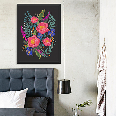 Romantic Blossom at Night, flower, floral, blossom, digital, illustration, art print