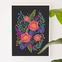 Romantic Blossom at Night, flower, floral, blossom, digital, illustration, art print - Thumbnail 1