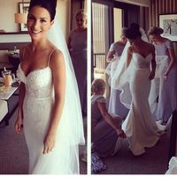 WD62 Spaghetti Straps Sleeveless Wedding Dresses,Wedding Dress,Custom Made Wedding Gown, - Thumbnail 1