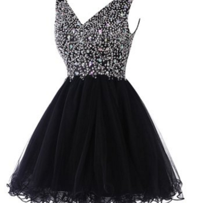 V-neck pretty beading pretty a-line homecoming dress,short prom dresses,cocktail dress,homecoming dress,graduation dress,party dress f121
