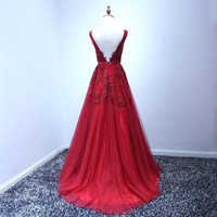 V-Neck Red Charming Long Prom Dress,Evening Dress,Charming Prom Dresses,BG107 - Thumbnail 2