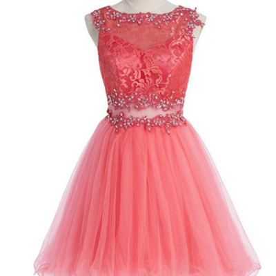 Two pieces lace pretty a-line homecoming dress,short prom dresses,cocktail dress,homecoming dress,graduation dress,party dress f125 - Thumbnail 2