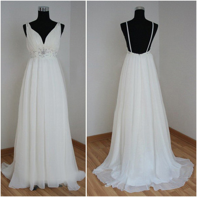Wd37 backless v-neck charming wedding dresses,beach wedding dress custom made wedding gown,