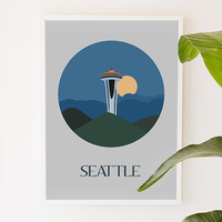 Seattle, city art, city, digital, illustration, art print - Thumbnail 1