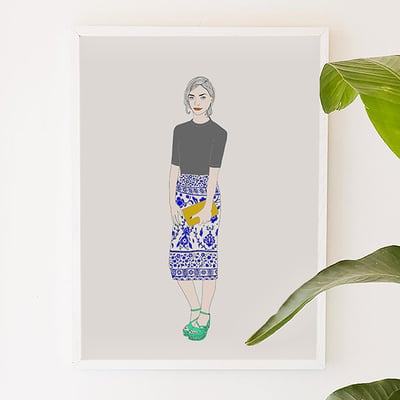 Swedish Girl,girly, fashion, digital, illustration, art print