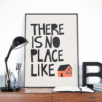 There is no place like home, quotes, typography, digital, illustration, art print - Thumbnail 1