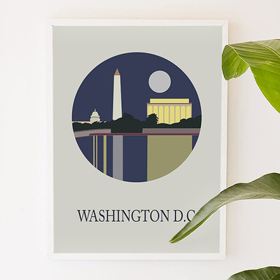 Washington dc, city art, illustration, art print