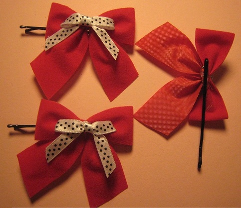 Red & Polka Dots Hair Bow Clip