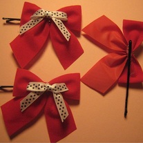 Red & Polka Dots Hair Bow Clip