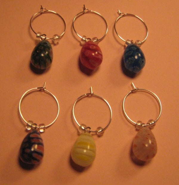 MIllefiori Drop Wine Glass Charm Set