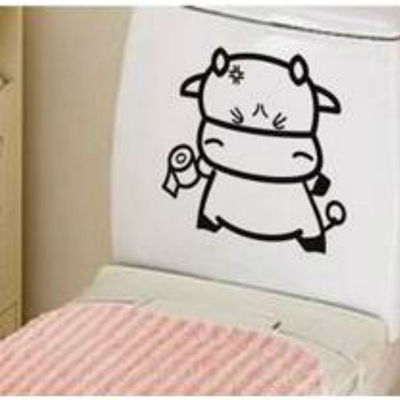 Cute little toilet cow design decal wall sticker set cute decal set