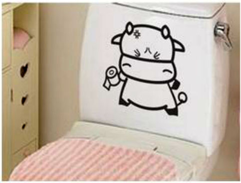 CUTE LITTLE TOILET COW DESIGN Decal Wall Sticker Set Cute Decal Set