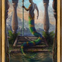 "The Sacred Pool"  Original Fantasy Art Oil Painting - Thumbnail 3