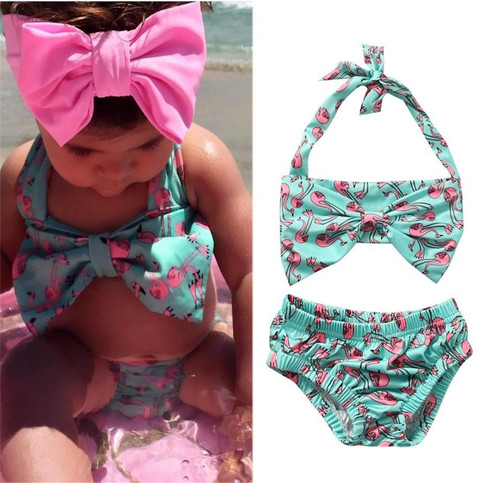 Cute Flamingo 2 Piece Swim Suit