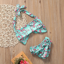 Cute Flamingo 2 Piece Swim Suit - Thumbnail 2